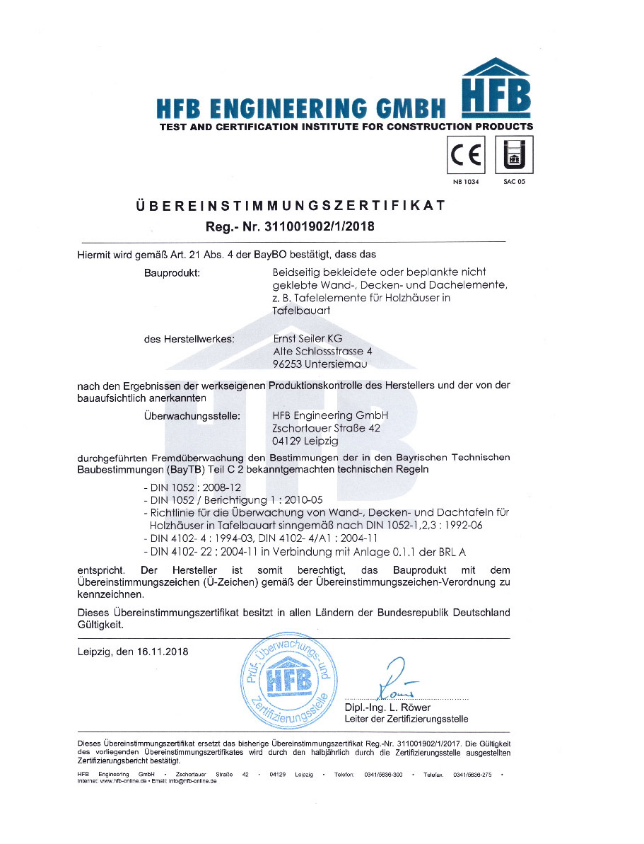 Seiler - Zertifikate - HFB Urkunde